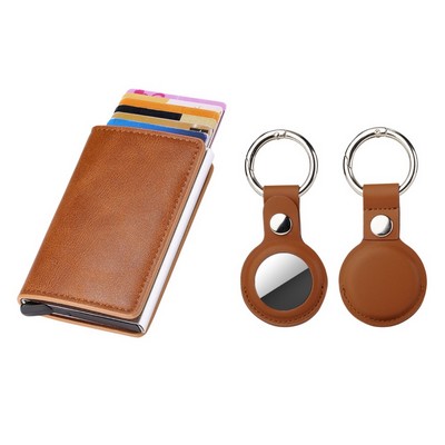 RFID Wallet +Key Chain w/ Air Tag Holder - Gift Set